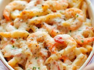 Skinny Shrimp Alfredo Makaronai Kepti